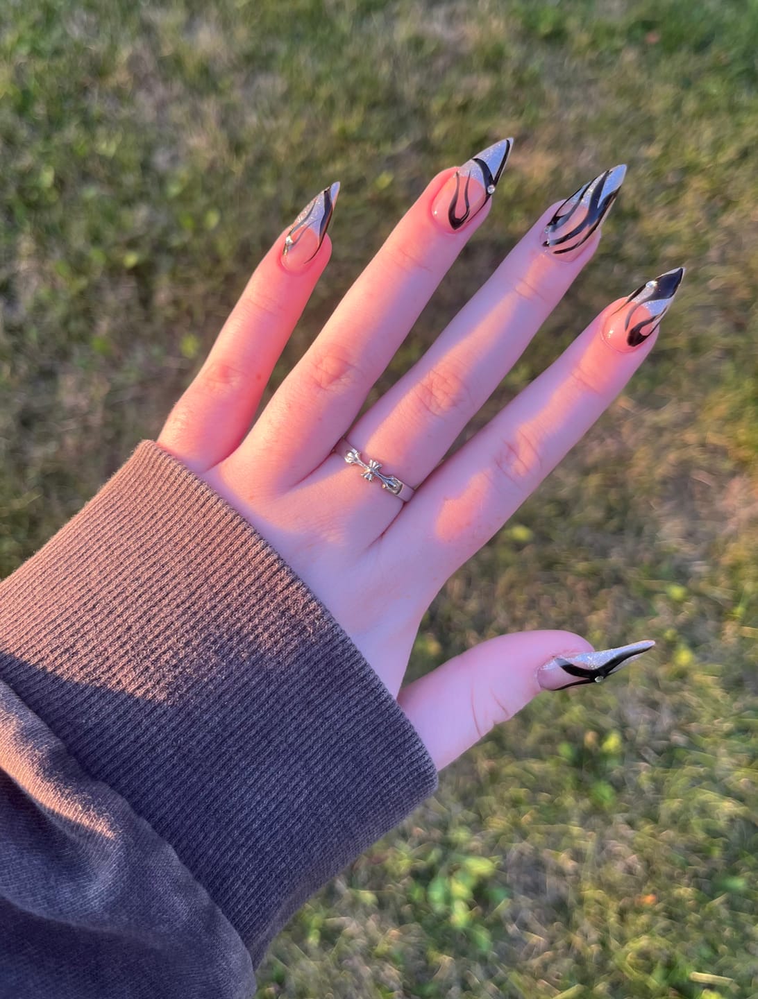 Customer photo review of Chrome Cross Ring Band