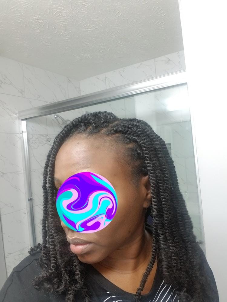 Customer photo review of Outre X-Pression Twisted Up Crochet Braid - 3X SPRINGY AFRO TWIST 16"