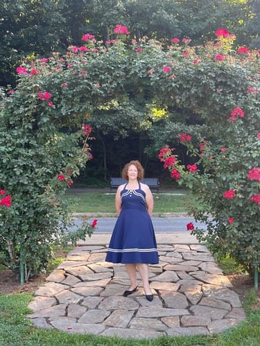 Customer photo review of 1950s Halter Navy Swing Dress