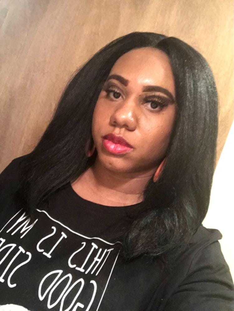 Customer photo review of Outre Soft & Natural Synthetic Lace Front Wig NEESHA 201