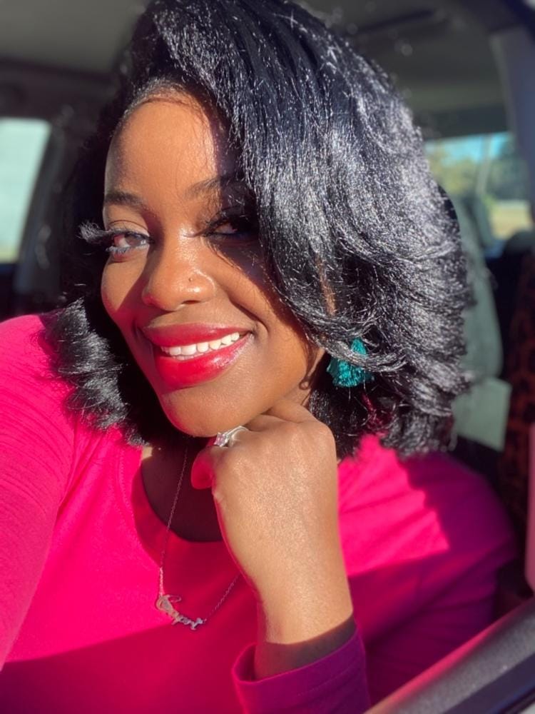 Customer photo review of Freetress Equal Synthetic Natural Me Drawstring Fullcap Half Wig - NATURAL ROLLER SET