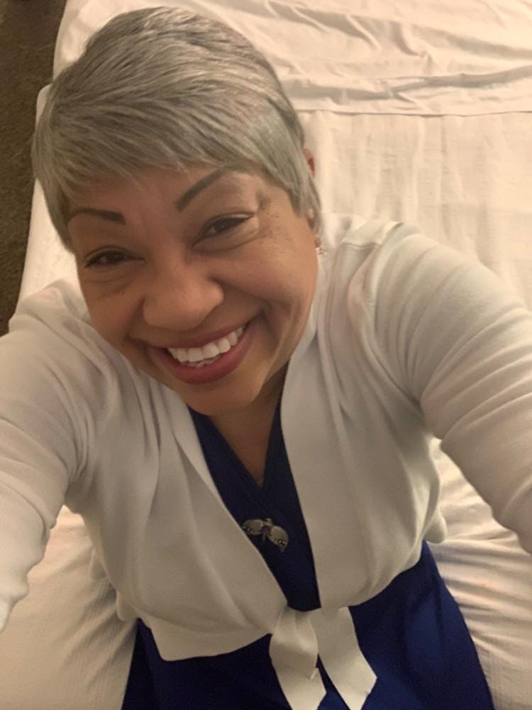 Customer photo review of Foxy Silver Wig MARY