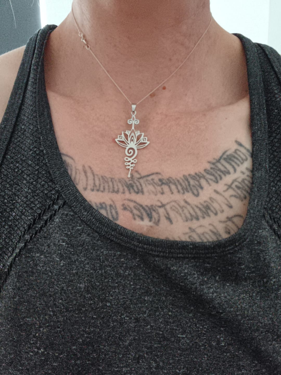 Customer photo review of Buddha Stones Lotus Luck Wealth Necklace Pendant