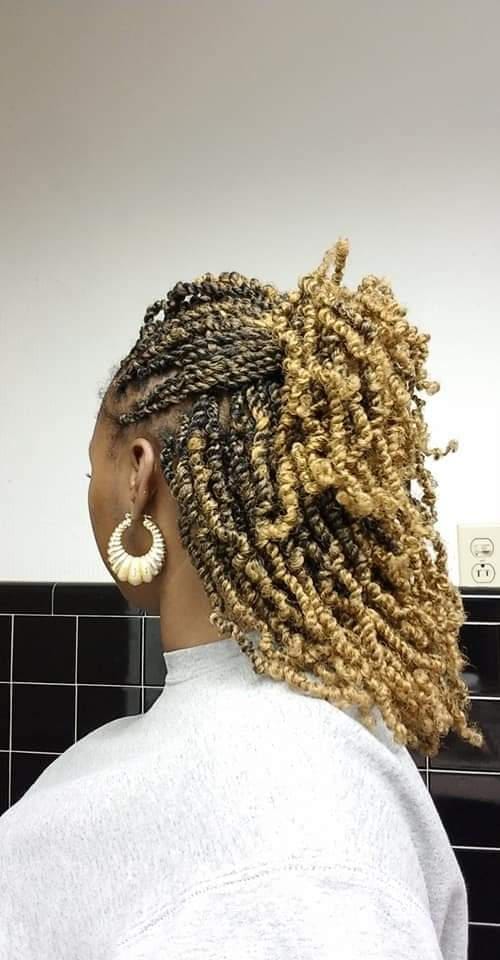 Customer photo review of Outre X-Pression Twisted Up Crochet Braid - 3X SPRINGY AFRO TWIST 16"