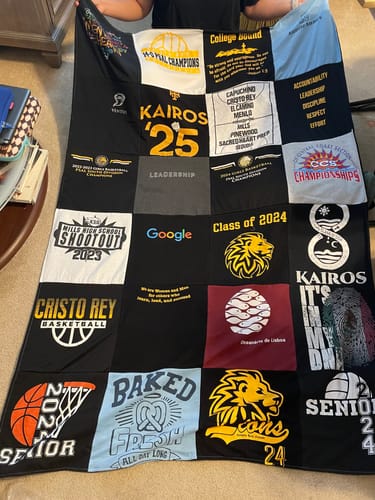 T-shirt quilt featuring christo rey basketball by Serafina from CA