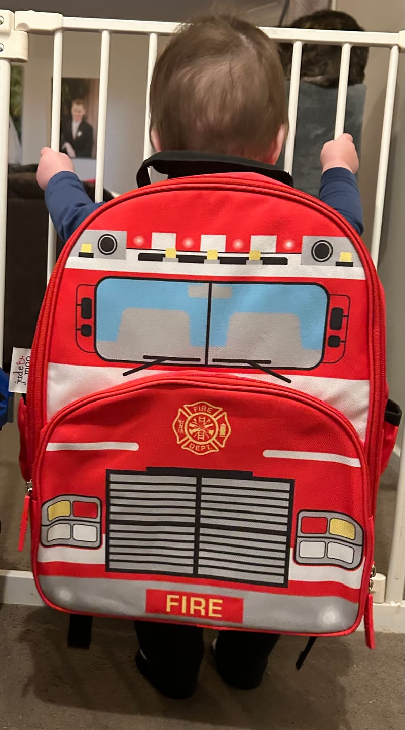 Customer photo review of Fire Truck Backpack