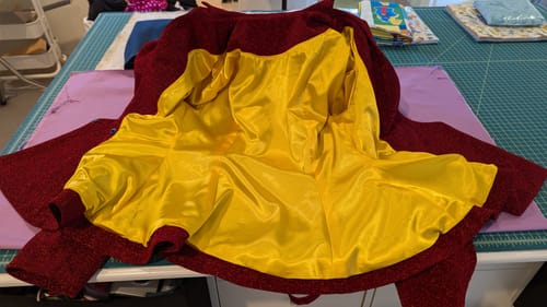 Customer photo review of Yellow Silky Stretch Satin