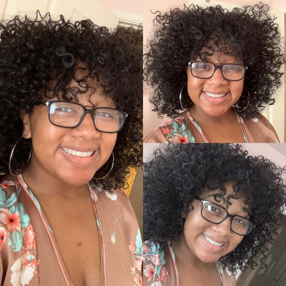 Customer photo review of Outre Quick Weave Half Wig DOMINICAN CURLY (Inspired by Batik Bundle Hair)