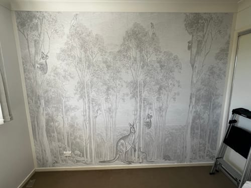 Customer photo review of Australian Bush Animals Wallpaper Mural in Mist