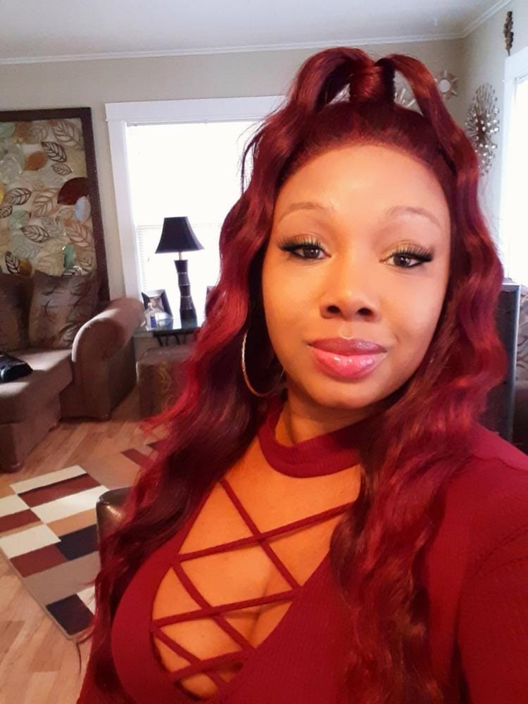 Customer photo review of Sensationnel Empress Curls Kinks & CO Textured Synthetic Lace Front Wig GAME CHANGER