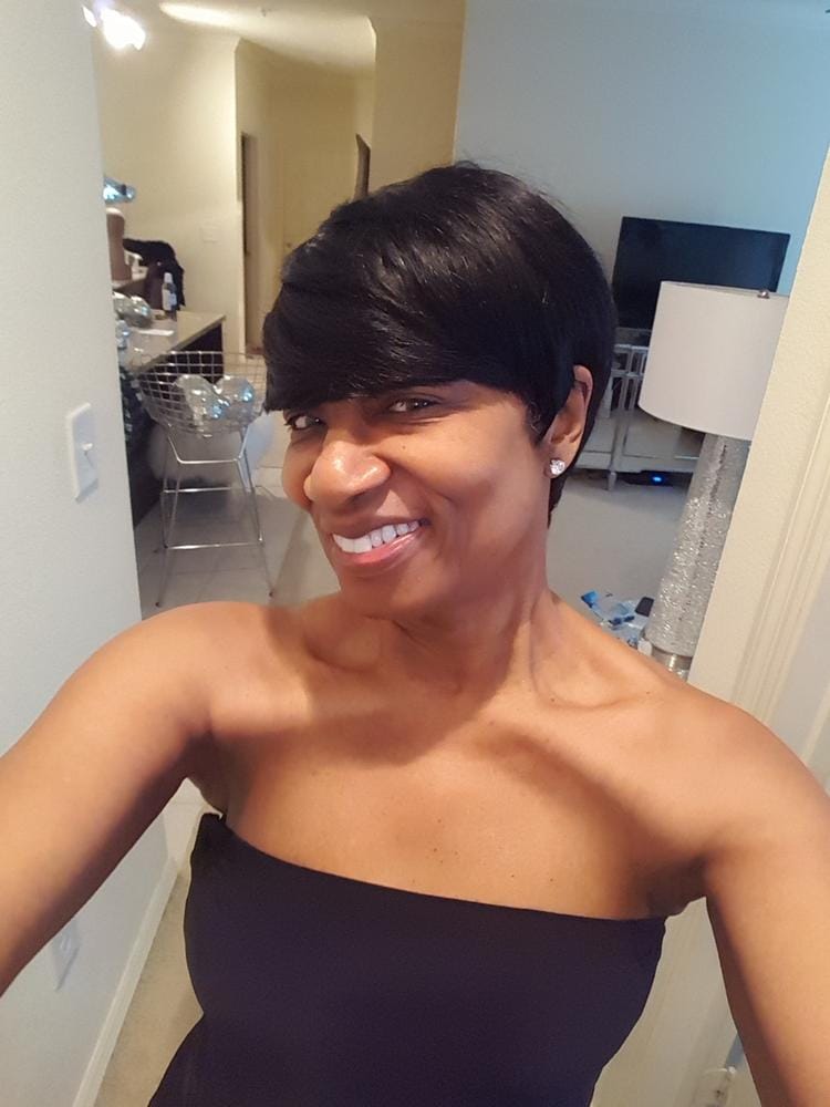 Customer photo review of Sensationnel Bump Collection Human Hair Wig FAB FRINGE