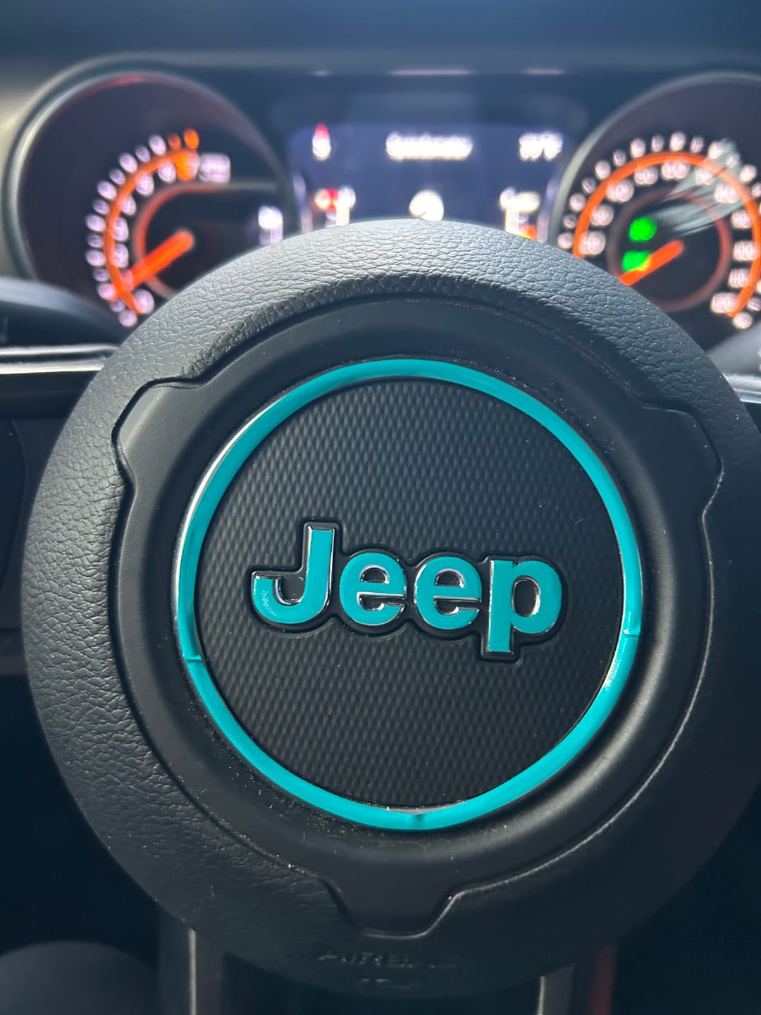 Customer photo review of Center Ring Steering Wheel Vinyl Overlay Cover for Jeep | Fits Jeep Models