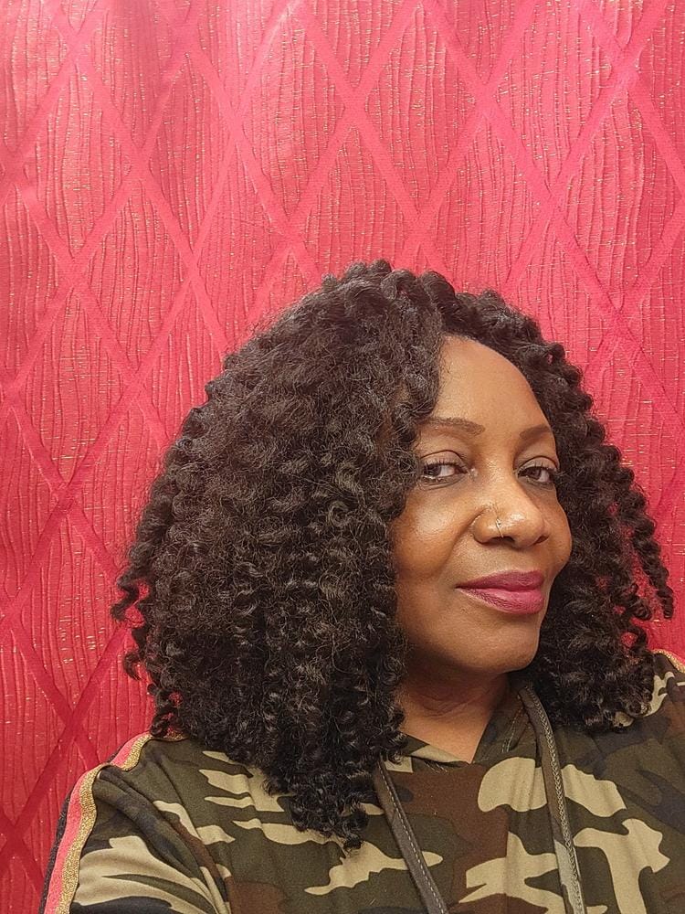 Customer photo review of Sensationnel African Collection SNAP 3x Pre-Looped Crochet Braid BANTU KNOT OUT 12 Inch