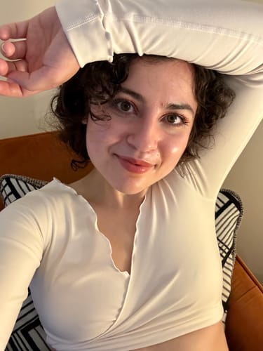 Customer photo review of The Wrap Top / Crème