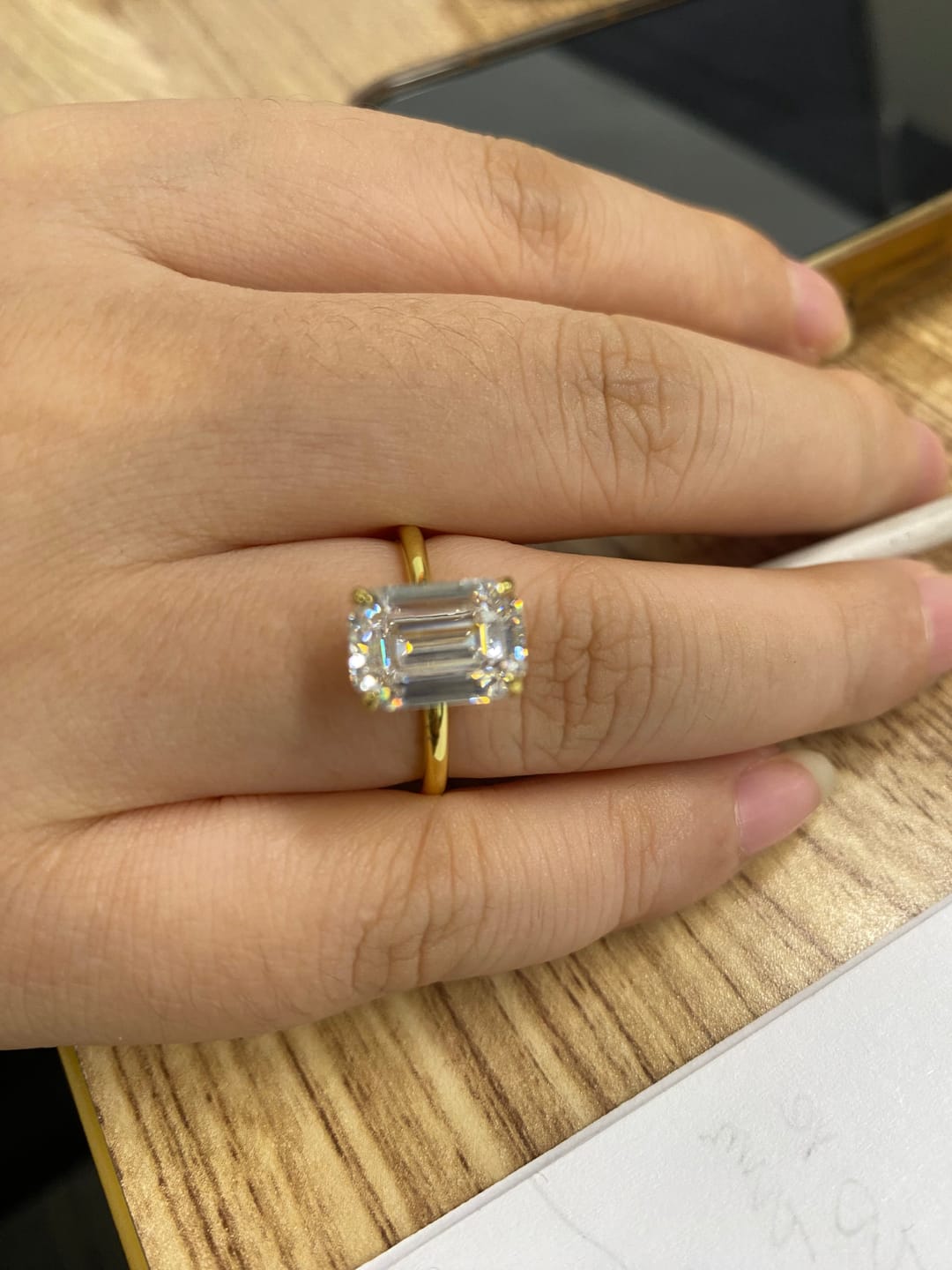 Customer photo review of S925 Classic 3.5Ct/5.0Ct Emerald Cut Solitaire Engagement Ring Stackable Ring For Everyday Wear