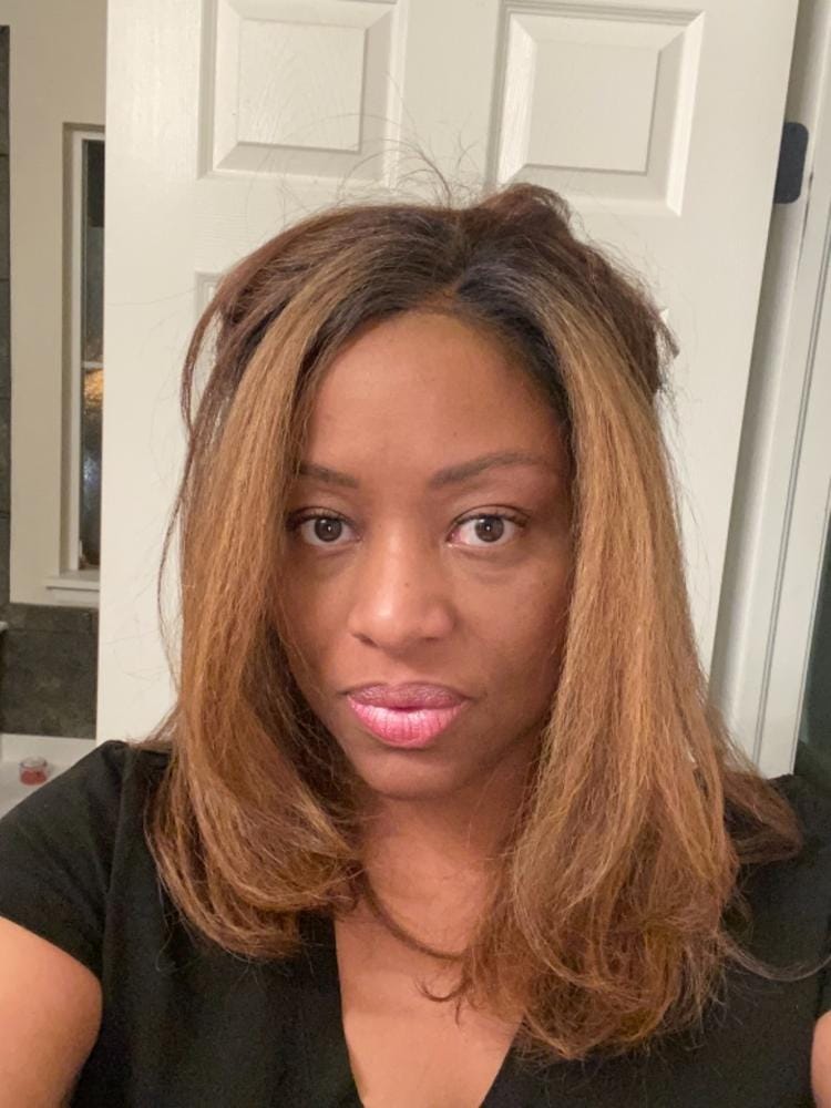Customer photo review of Outre Soft & Natural Synthetic Lace Front Wig NEESHA 201