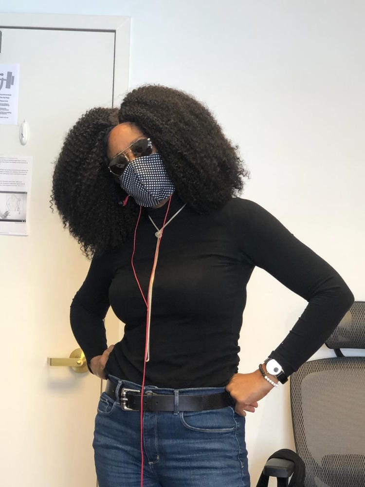 Customer photo review of Sensationnel Empress Curls Kinks & CO Textured Synthetic Lace Front Wig GAME CHANGER