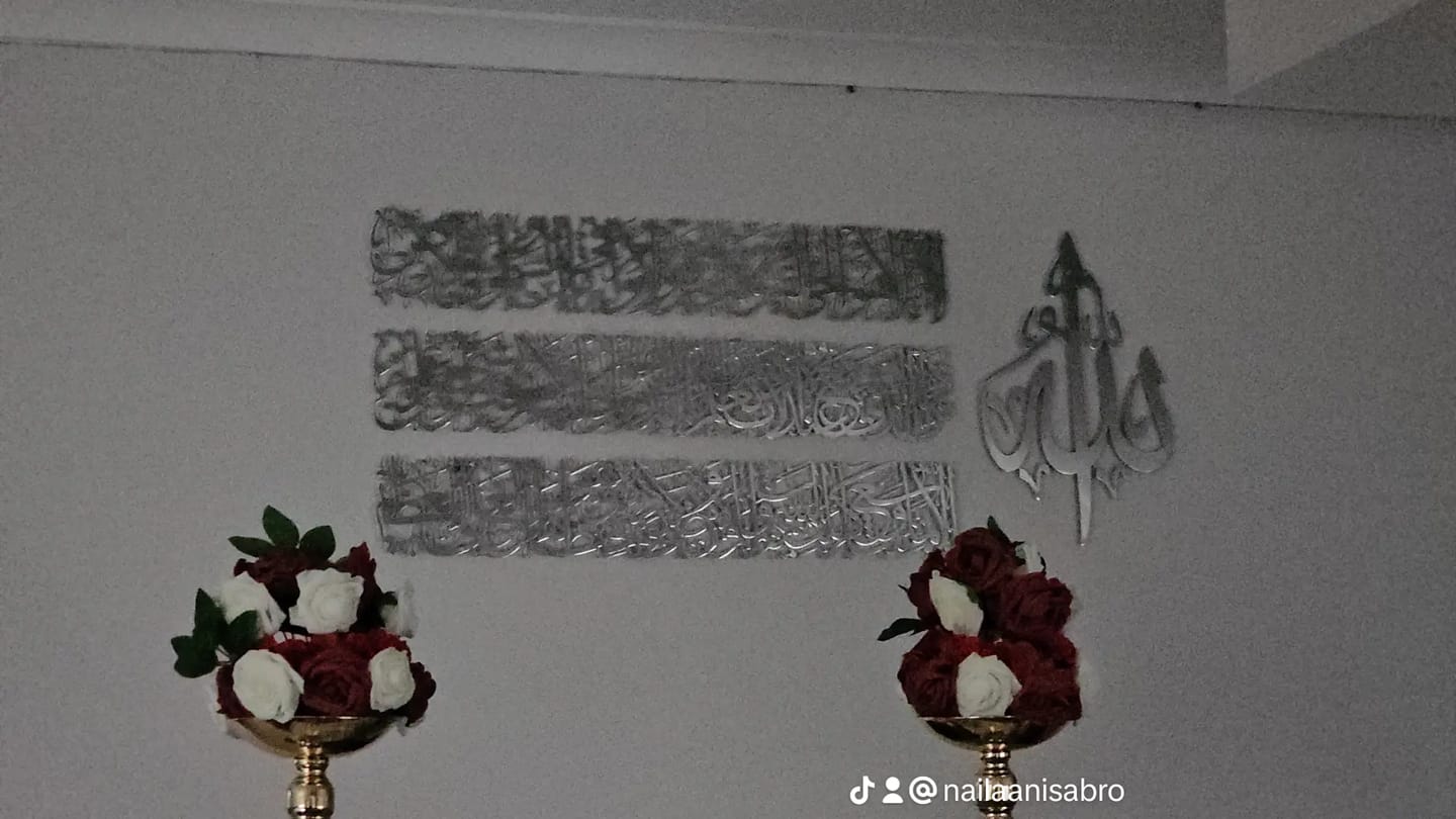 Customer photo review of Ayatul Kursi Calligraphy Large Metal Wall Art Set in 4 Pieces