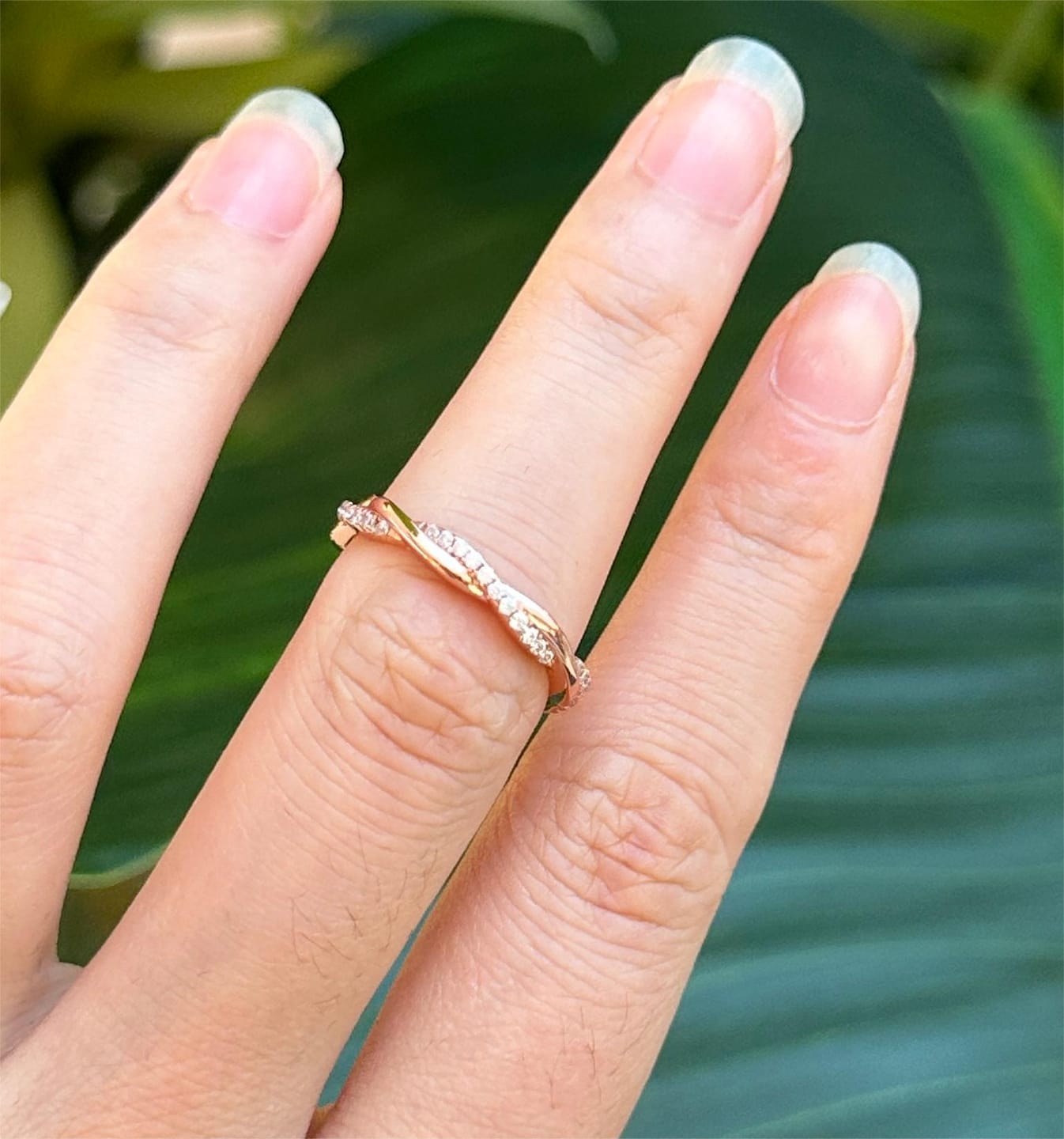 Customer photo review of S925 Moissanite Twist Eternity Wedding Band