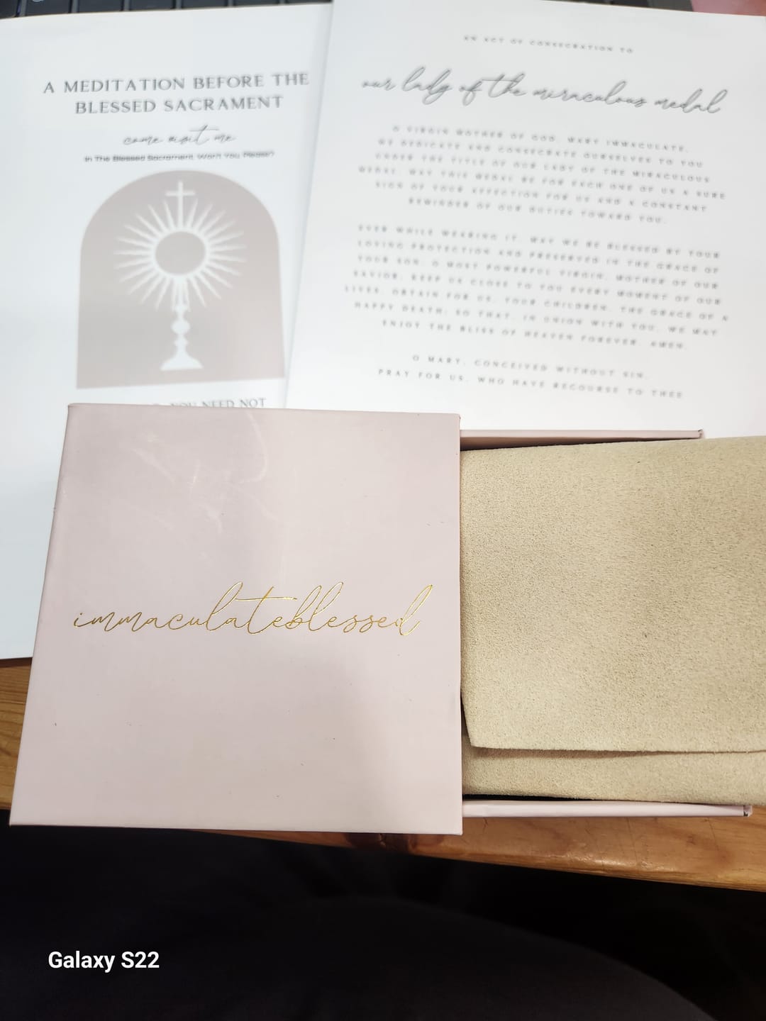 Customer photo review of Miraculous Medal + Crucifix Gold Filled Satellite Chain Necklace