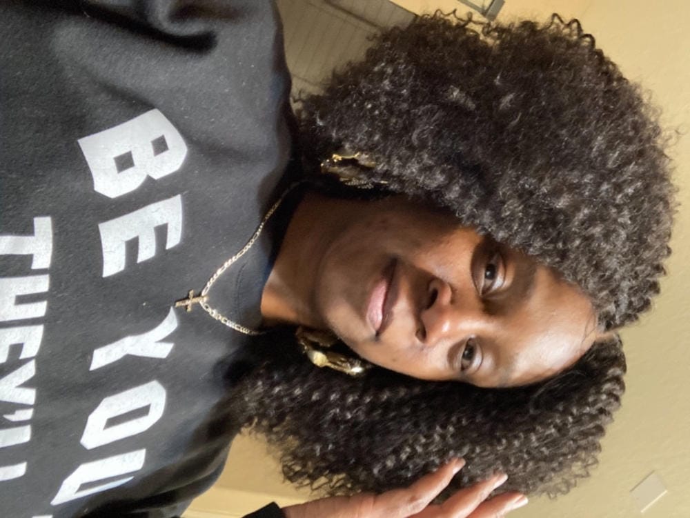 Customer photo review of Sensationnel Empress Curls Kinks & CO Textured Synthetic Lace Front Wig GAME CHANGER