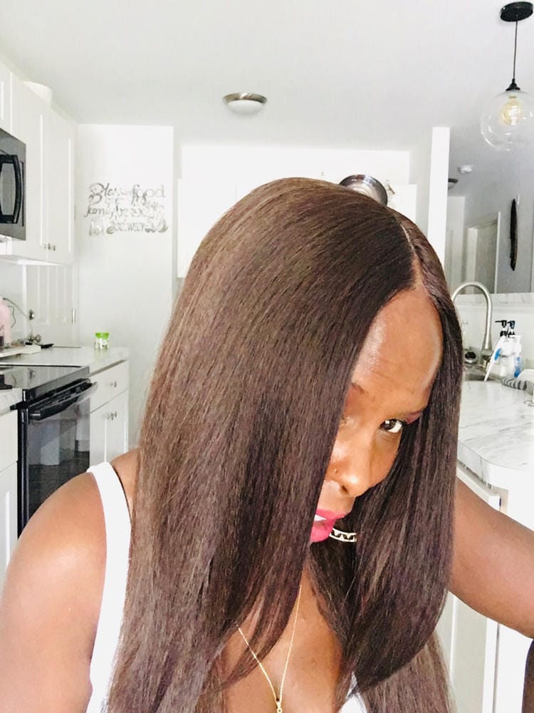 Customer photo review of Outre Soft & Natural Synthetic Lace Front Wig NEESHA 203
