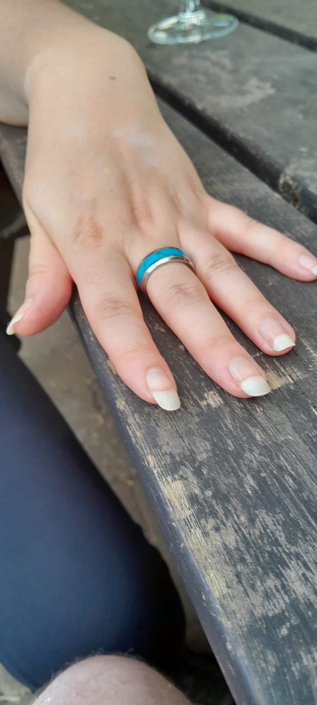 Customer photo review of TURQUOISE BAND RING. - SILVER