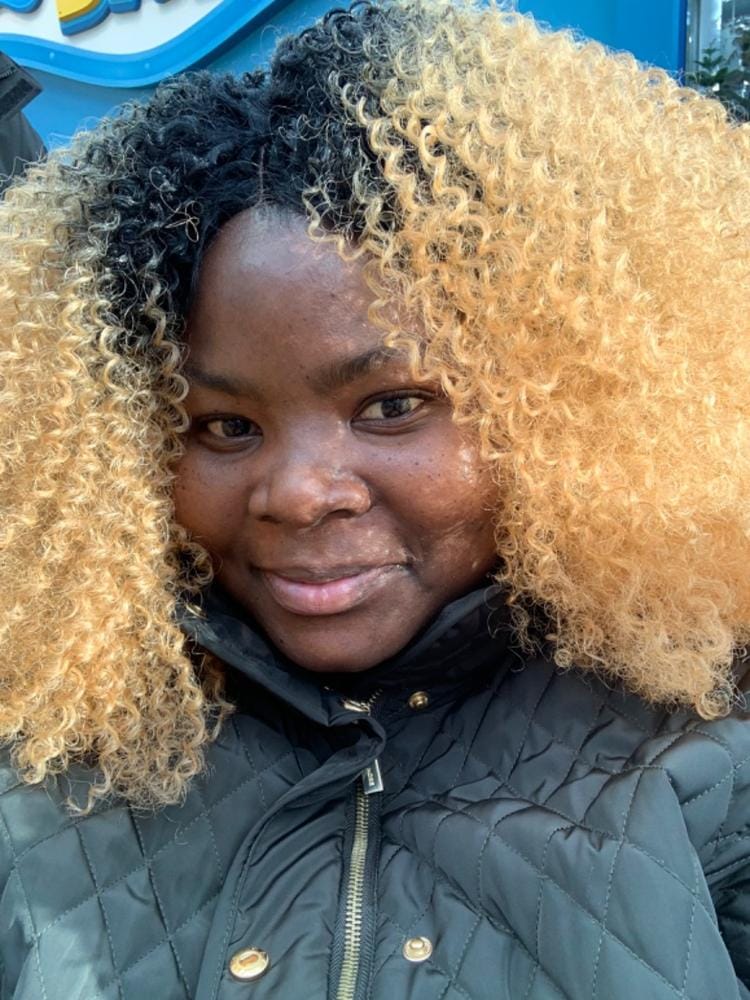 Customer photo review of Sensationnel Empress Curls Kinks & CO Textured Synthetic Lace Front Wig GAME CHANGER