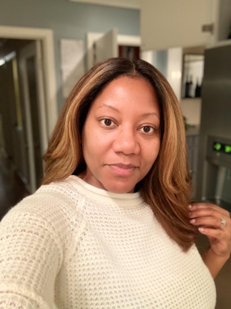 Customer photo review of Outre Soft & Natural Synthetic Lace Front Wig NEESHA 201