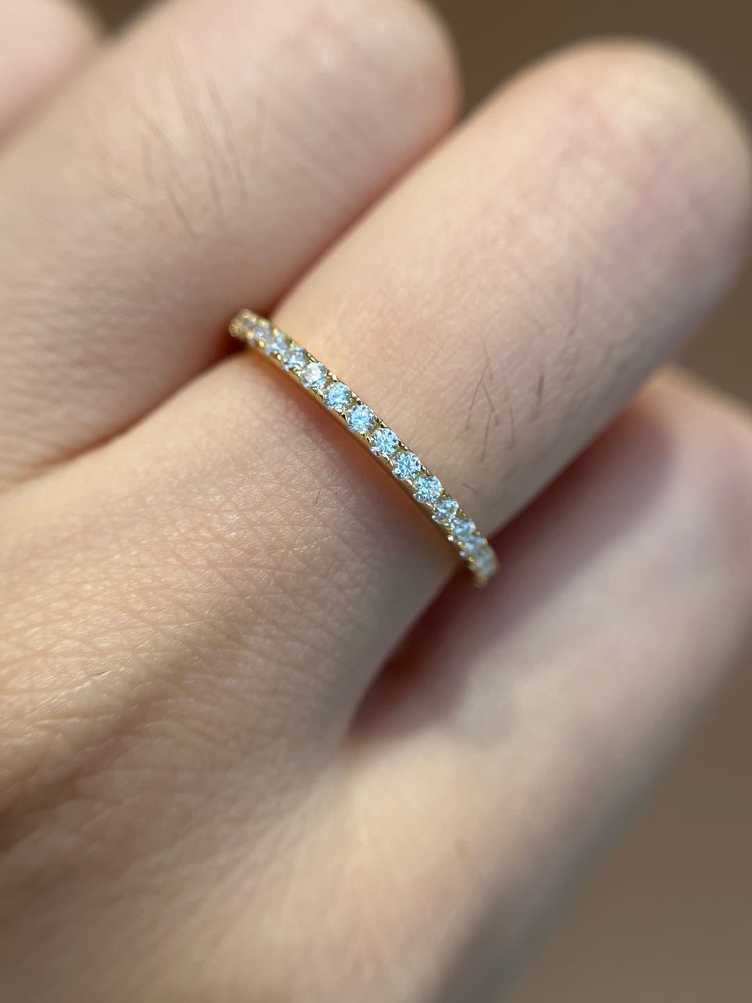 Customer photo review of S925 Moissanite 0.5 CT Round Cut Half Eternity Thin Women's Wedding Band Stackable Ring