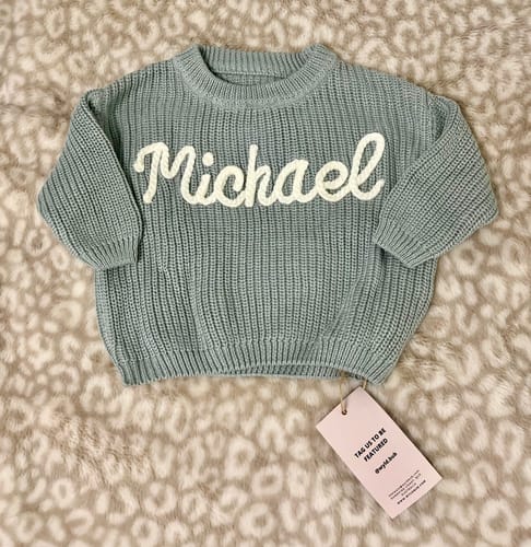 Customer photo review of Hand Knitted Personalized Sweater