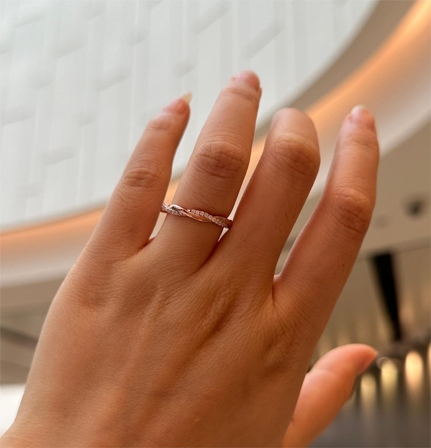 Customer photo review of S925 Moissanite Twist Eternity Wedding Band