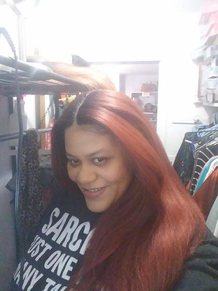 Customer photo review of Outre Soft & Natural Synthetic Lace Front Wig NEESHA 203