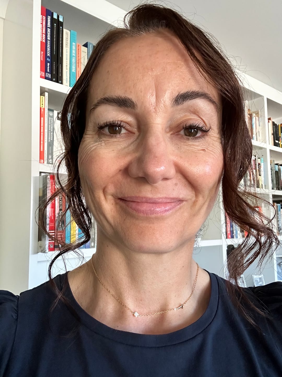 Customer photo review of Sideways Pave Letter Necklace