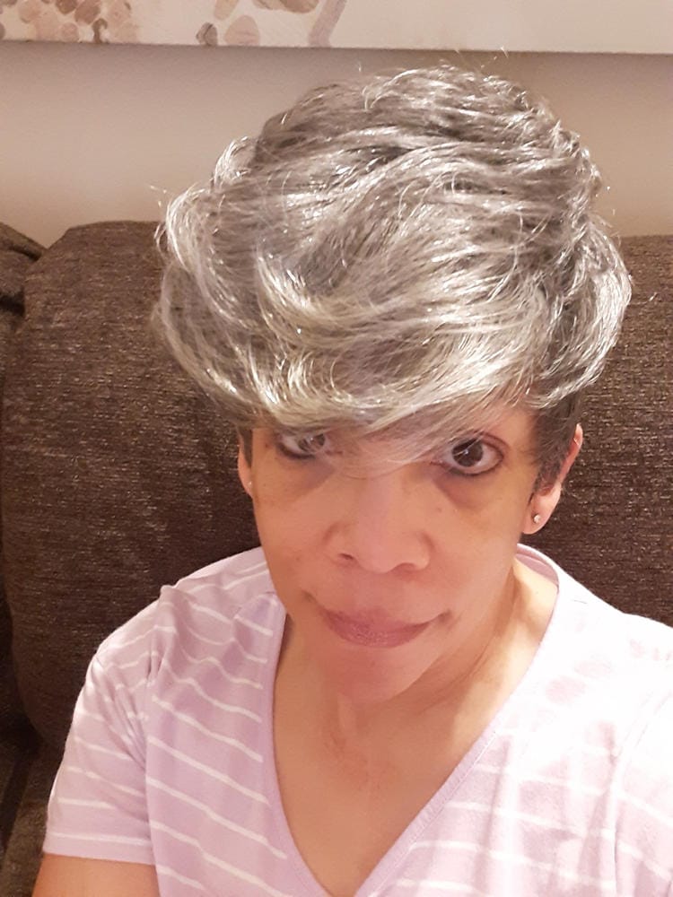 Customer photo review of Foxy Synthetic Silver Collection Wig - EDNA