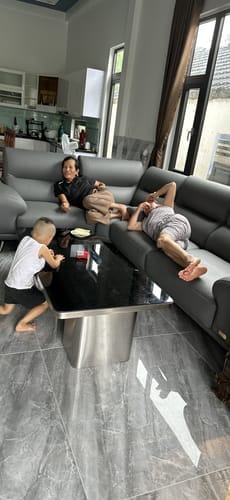 Customer photo review of Sofa góc da tựa gật gù, đường chỉ dù lục giác - AVIA