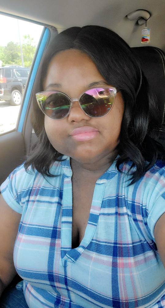 Customer photo review of Outre Soft & Natural Synthetic Lace Front Wig NEESHA 203