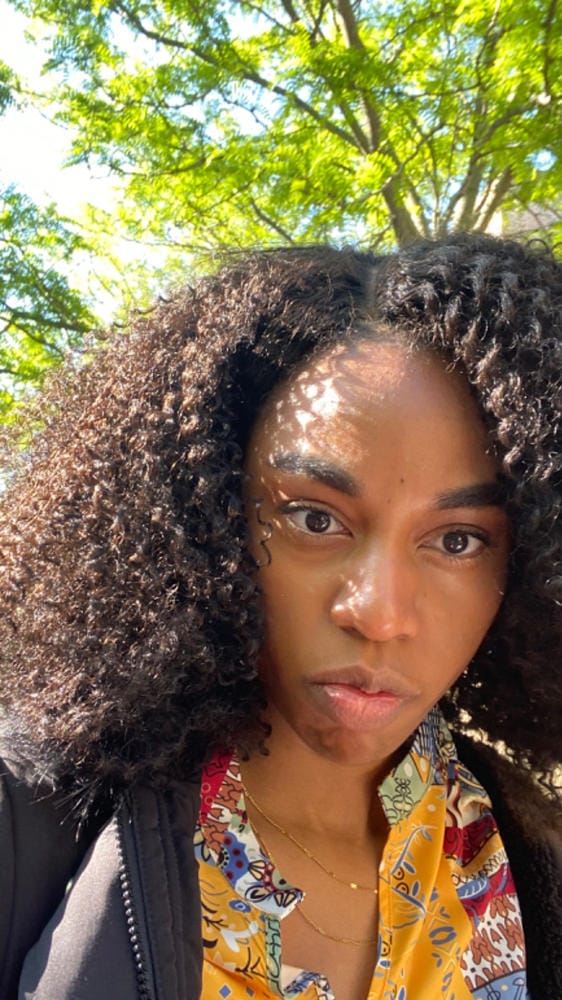 Customer photo review of Sensationnel Empress Curls Kinks & CO Textured Synthetic Lace Front Wig GAME CHANGER