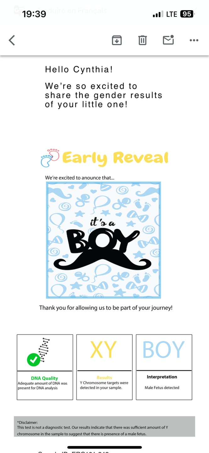 Customer photo review of EarlyReveal Tap DNA Gender Test Over 99% Accurate | Painless & Needle Free | Next Day Results