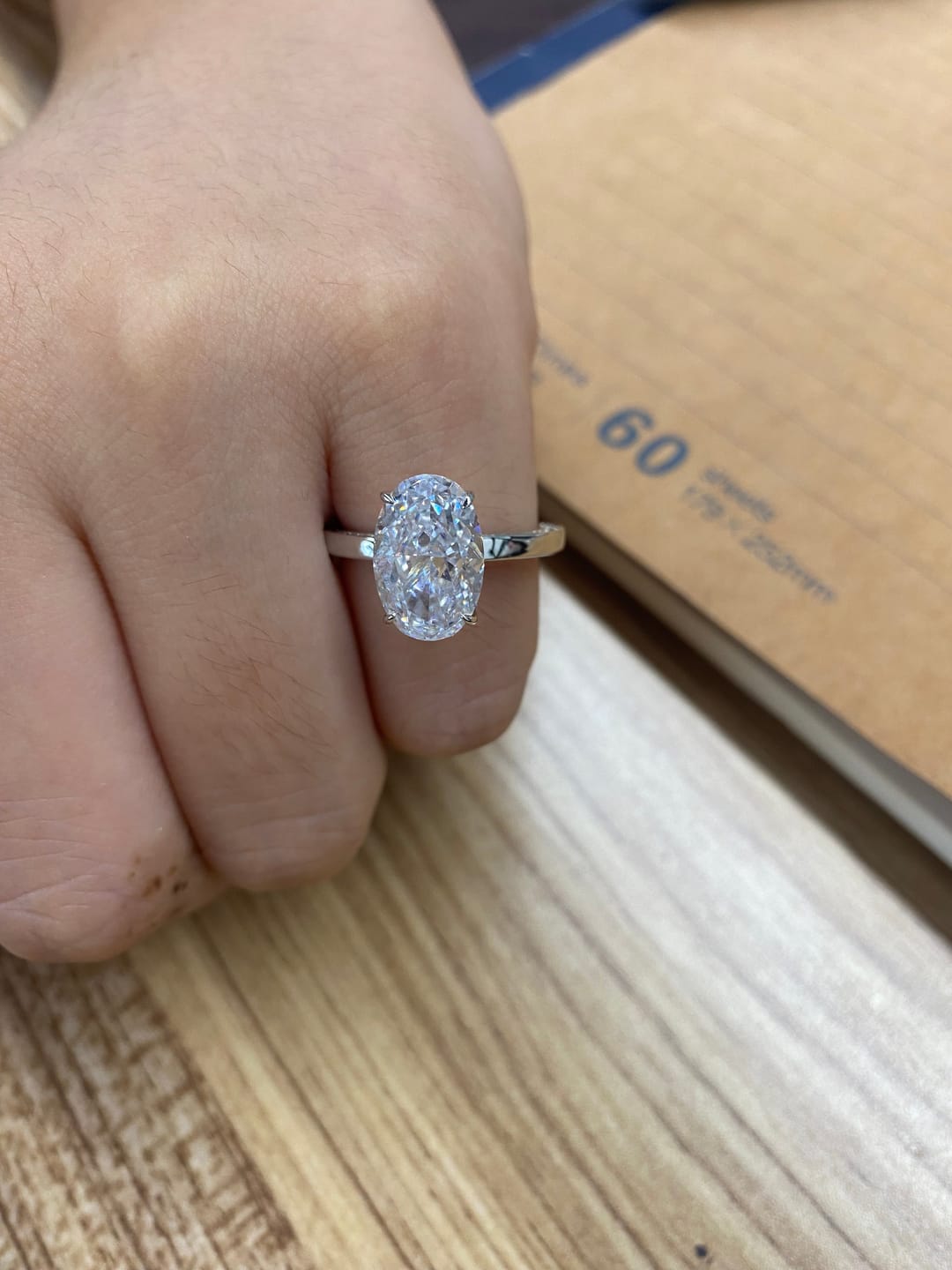 Customer photo review of Louily Luxury 4.0Ct Oval Cut Engagement Ring