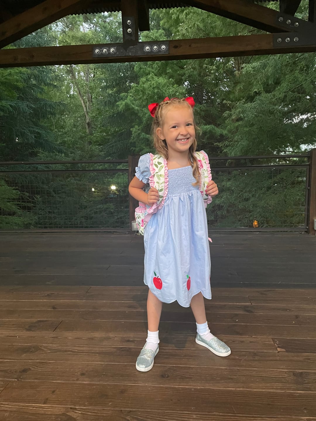 Customer photo review of Adorable Apple Light Blue Hannah Dress