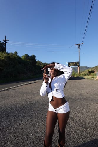 Customer photo review of THE VILLAIN MOTO JACKET (WHITE DENIM)