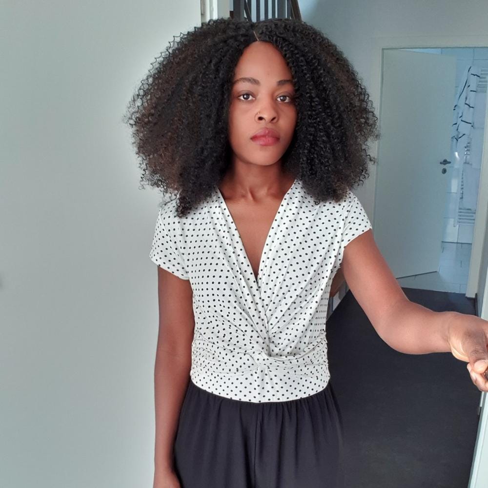 Customer photo review of Sensationnel Empress Curls Kinks & CO Textured Synthetic Lace Front Wig GAME CHANGER