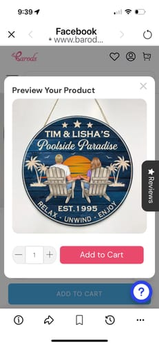 Customer photo review of Swimming Pool Zone Decor Couple Sitting Personalized Wood Sign