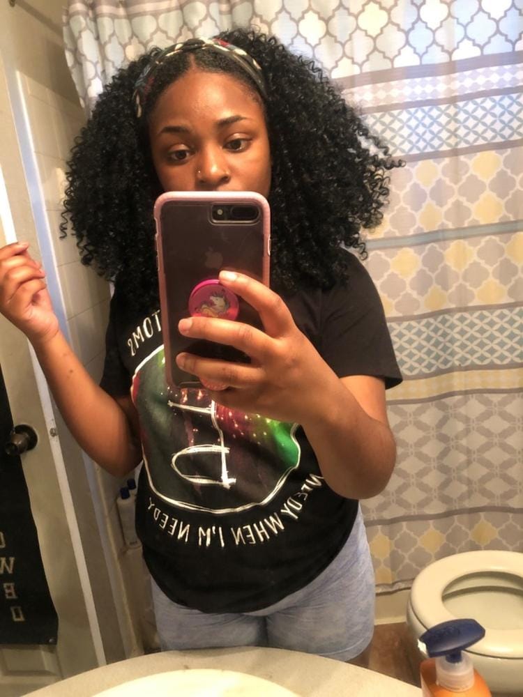 Customer photo review of Outre Human Hair Blend Big Beautiful Hair Clip In 9 - 4A KINKY CURLY
