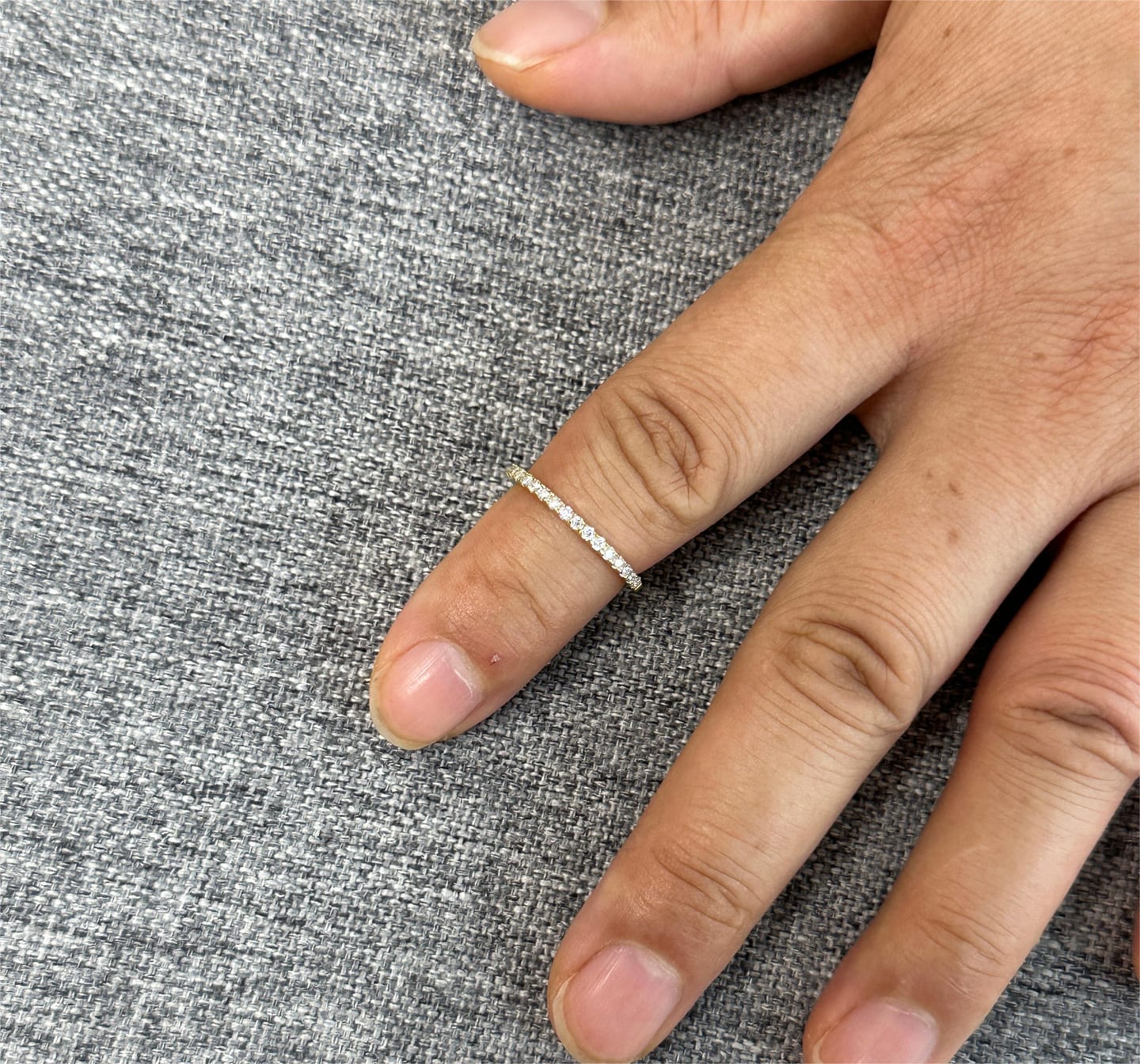 Customer photo review of S925 Moissanite 0.5 CT Round Cut Half Eternity Thin Women's Wedding Band Stackable Ring