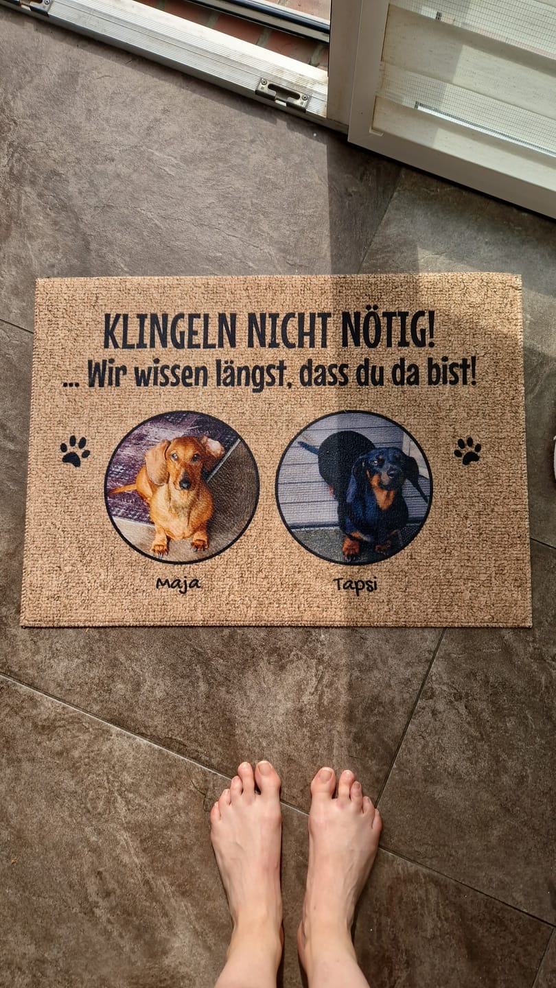 Customer photo review of Klingeln nicht nötig mit Foto - individuelle Fußmatte