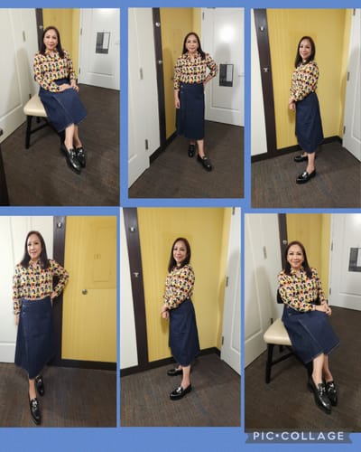 Customer photo review of Midi A-Line Denim Skirt