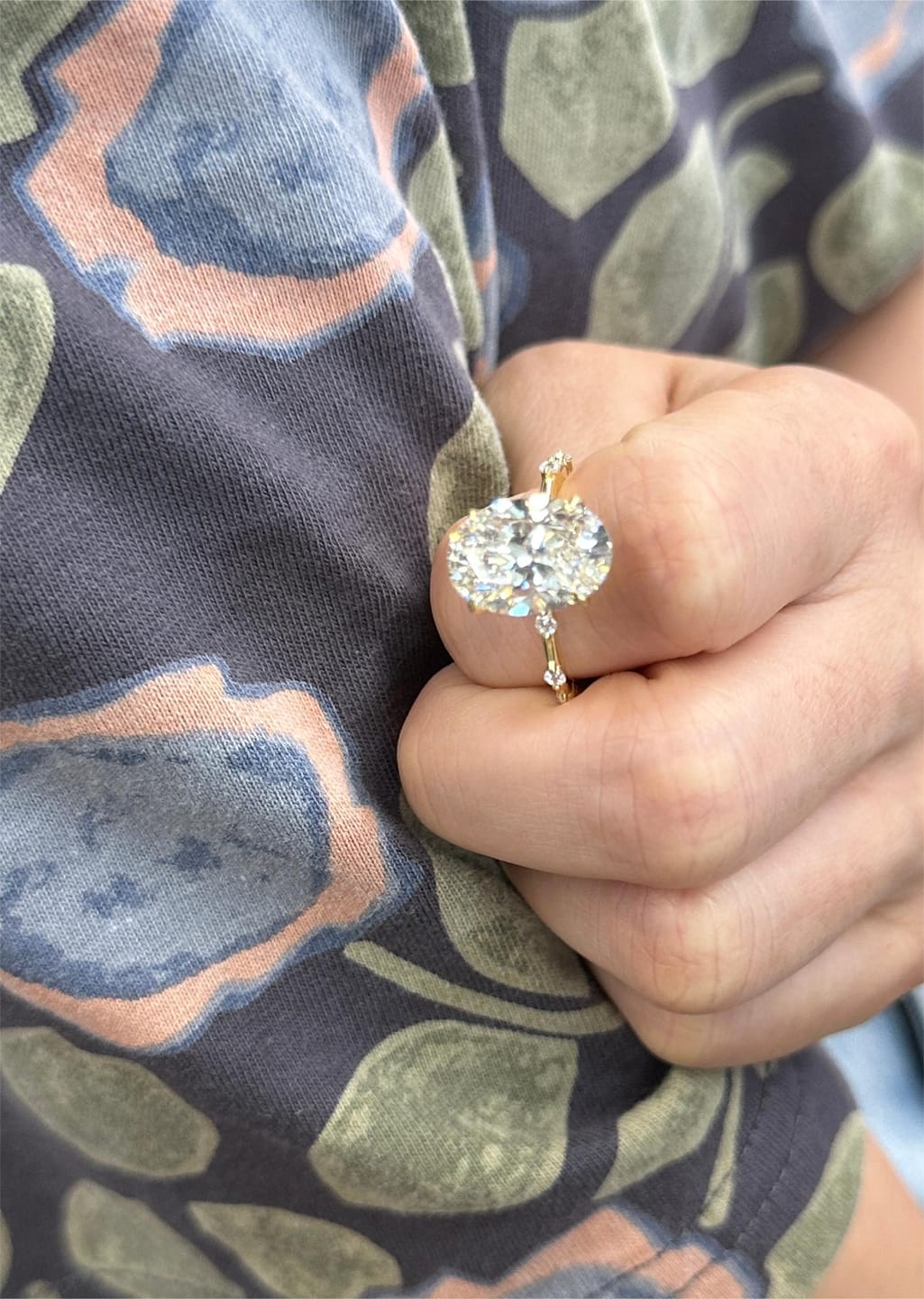 Customer photo review of S925 Yellow Gold 5.5Ct Oval Cut Engagement Ring In Sterling Silver