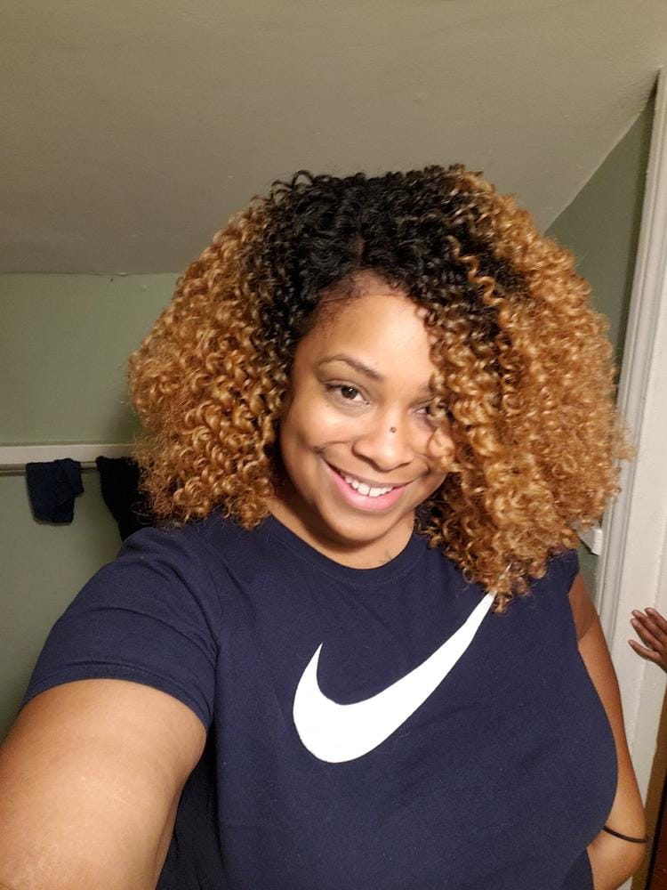 Customer photo review of Sensationnel Empress Curls Kinks & CO Synthetic Textured Lace Front Wig RULE BREAKER